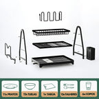 Escorredor e Organizador De Louças Inox Preto.