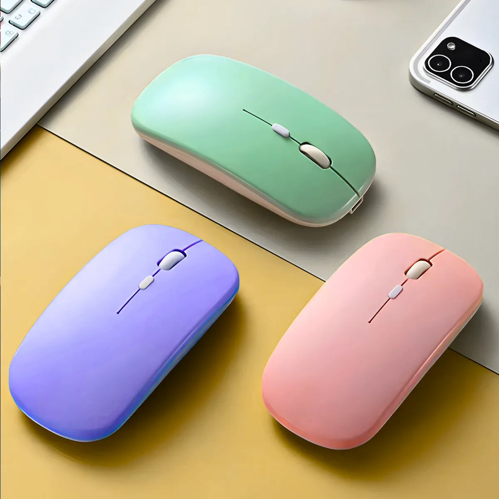 Teclado Sem Fio Bluetooth Recarregável Com Mouse - AMARELO