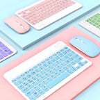 Teclado Sem Fio Bluetooth Recarregável Com Mouse - AMARELO