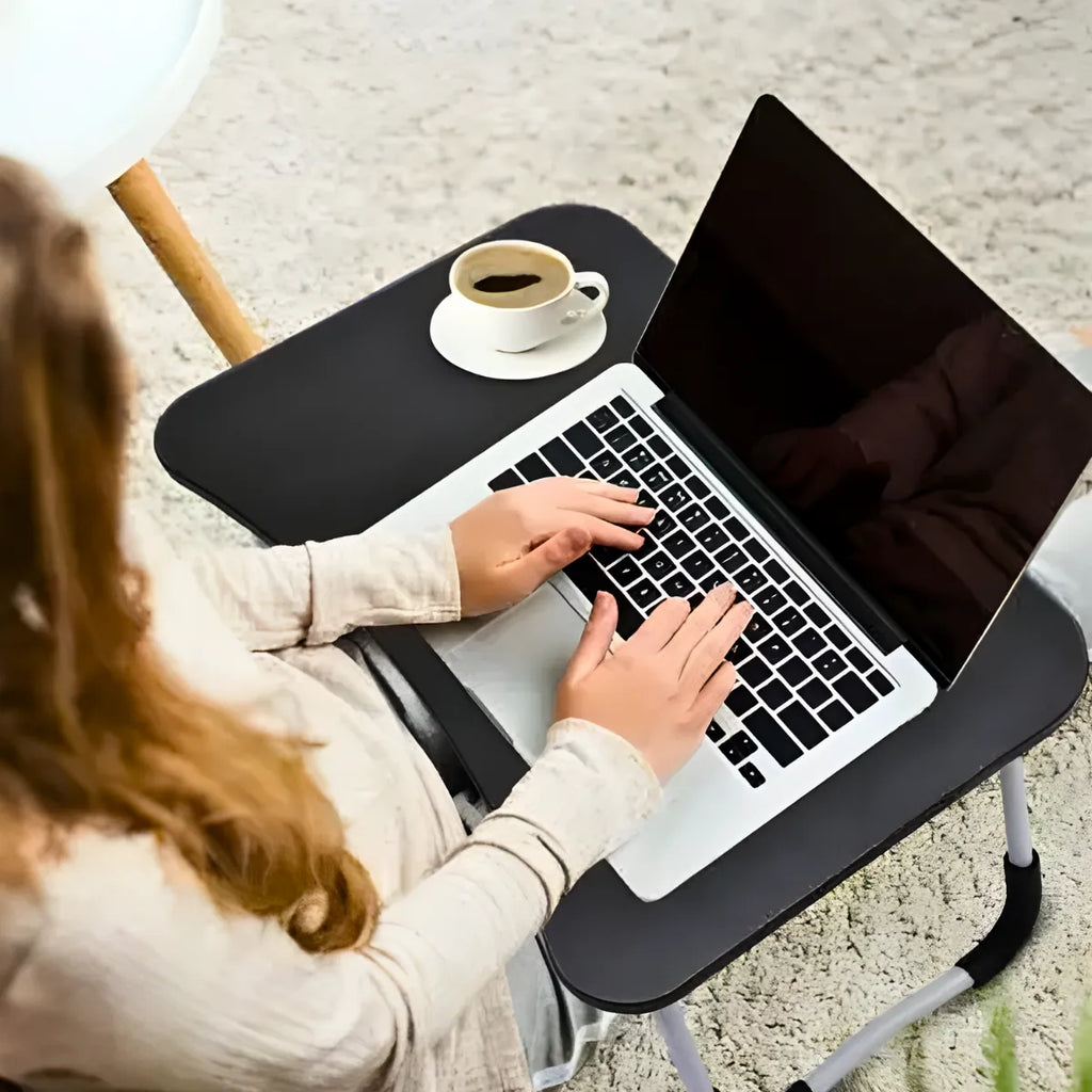 Mesa de Colo Portátil Dobrável Suporte Multiuso - PRETO.