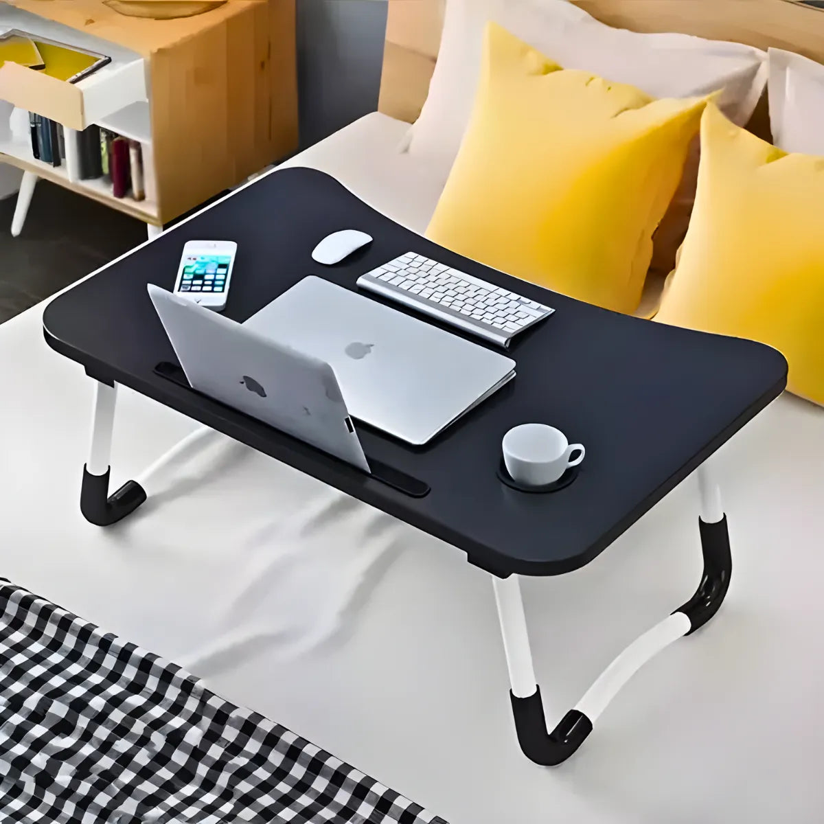 Mesa de Colo Portátil Dobrável Suporte Multiuso - PRETO.