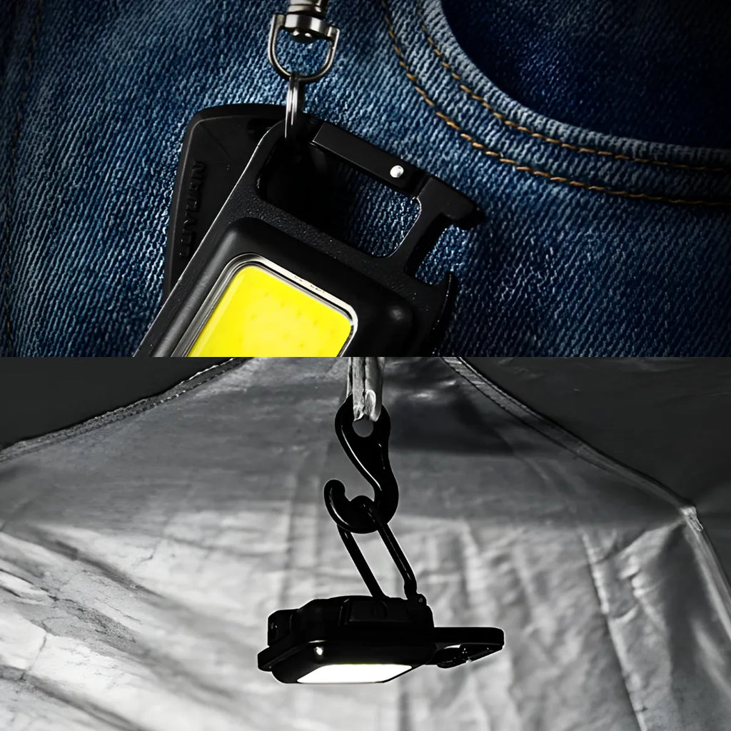 Lanterna Recarregável Chaveiro Multifunção Led Cob Abridor.