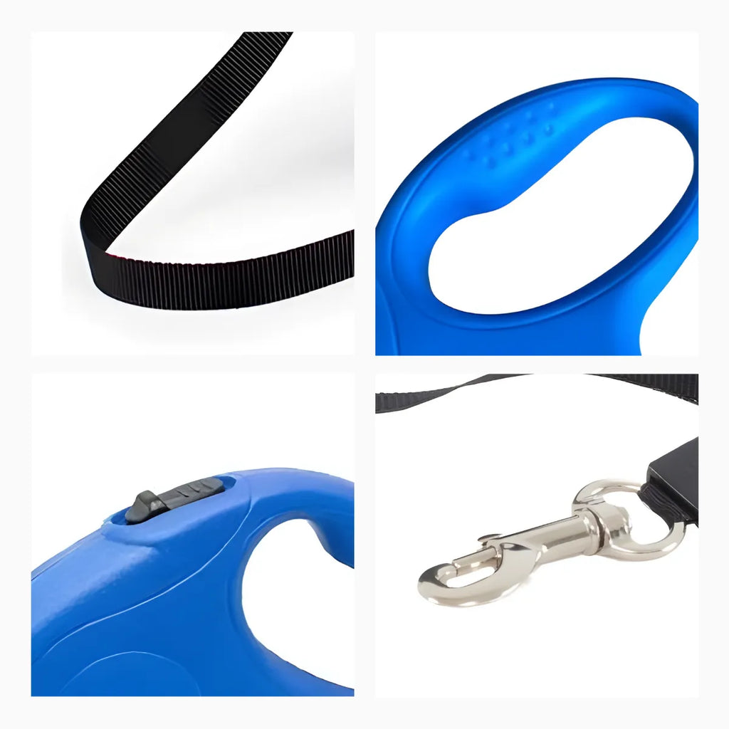 Coleira retrátil para cachorro.