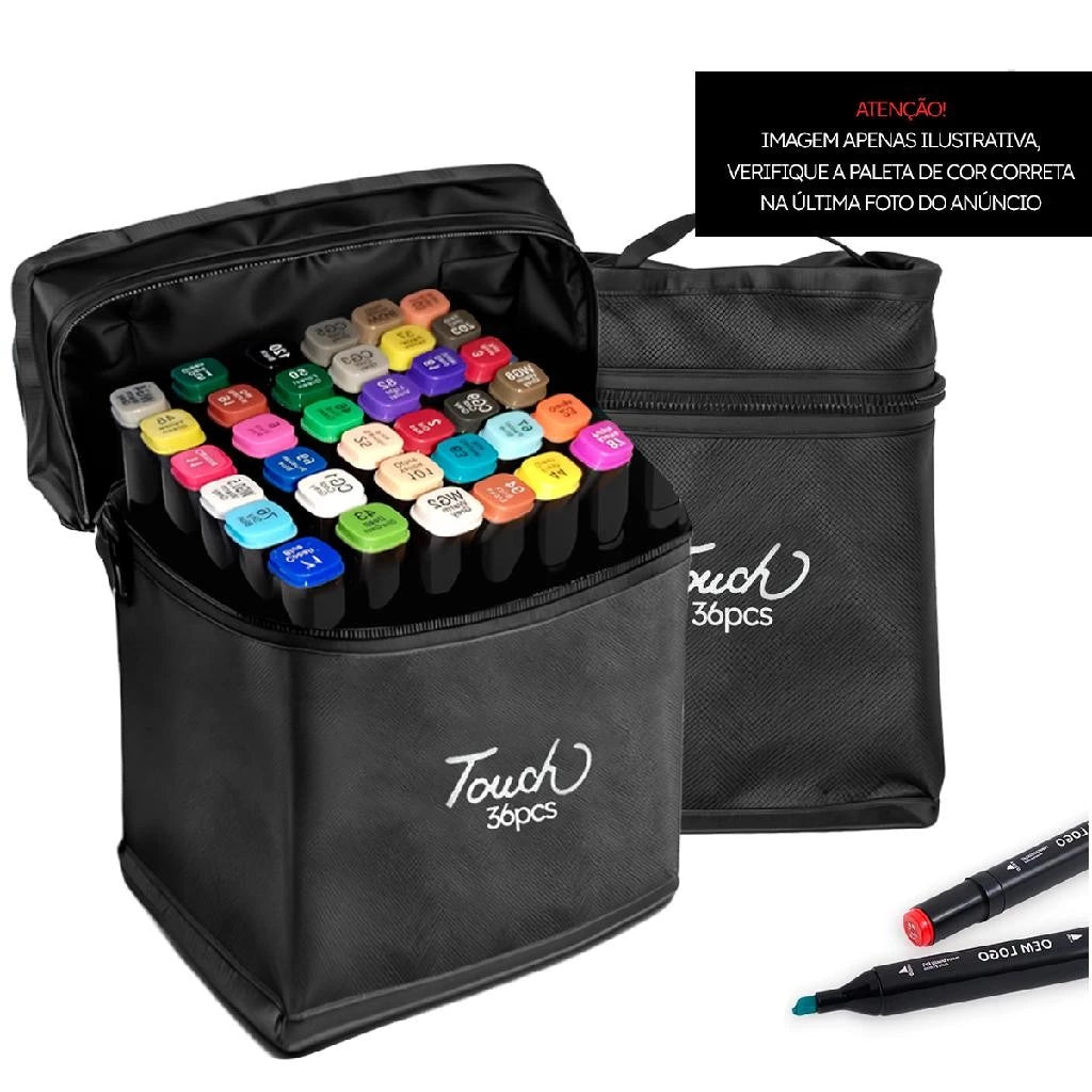 Kit 36 Canetas Marcadoras Ponta Dupla – Arte, Cor e Criatiiv