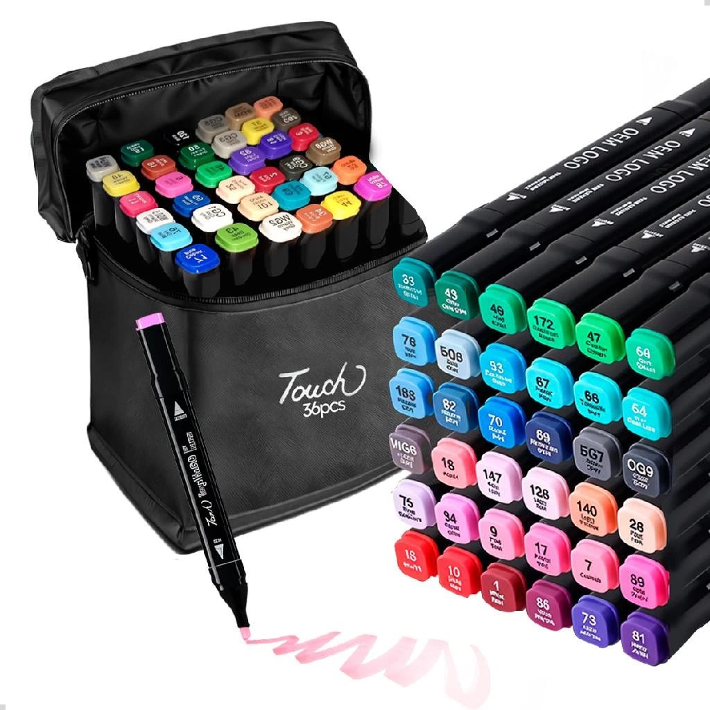 Kit 36 Canetas Marcadoras Ponta Dupla – Arte, Cor e Criatiiv