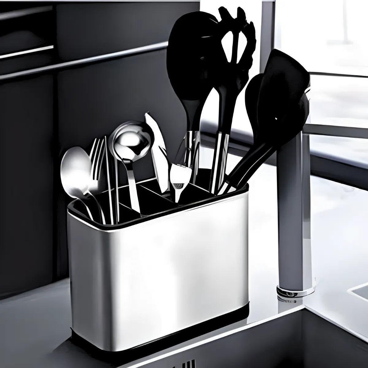 Dispenser Porta Talher Inox 4 Divisórias.