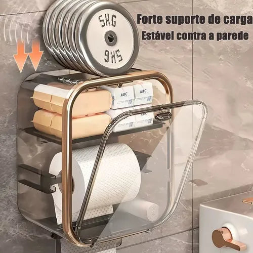 Porta Papel Higiênico com Fixação Sem Furo - Design Moderno