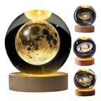 Luminária de Mesa Sistema Solar 3D em Cristal.