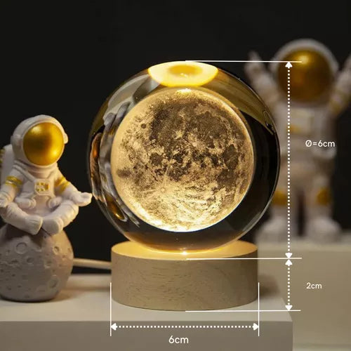 Luminária de Mesa Sistema Solar 3D em Cristal.