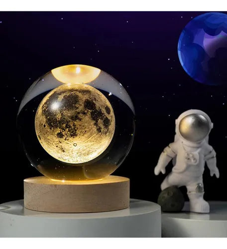 Luminária de Mesa Sistema Solar 3D em Cristal.