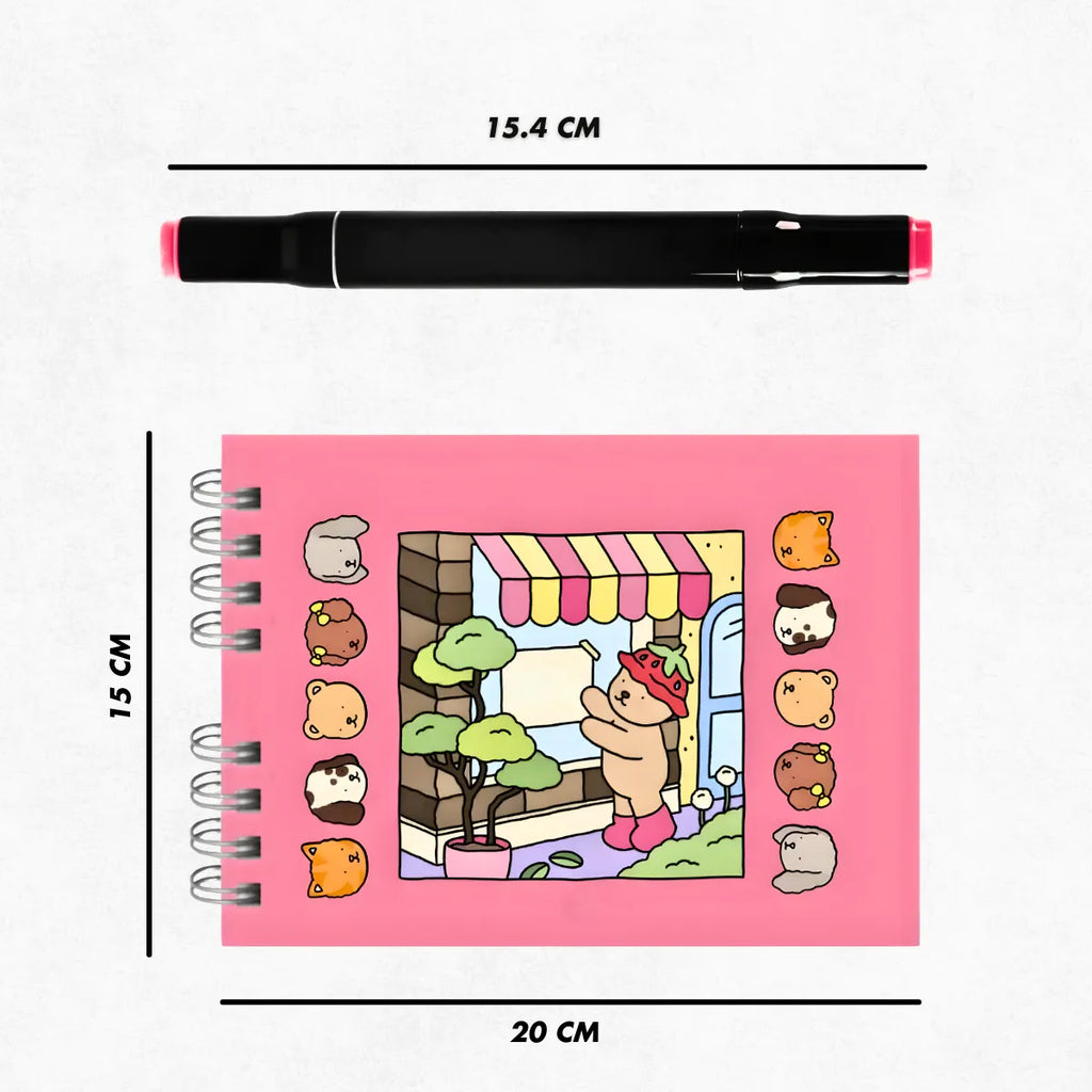 Kit Livro De Colorir Capa Dura + 36 Canetinhas - ROSA