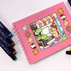 Kit Livro De Colorir Capa Dura + 36 Canetinhas - ROSA