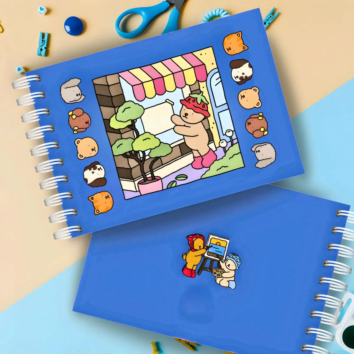 Kit Livro De Colorir Capa Dura + 36 Canetinhas - Azul