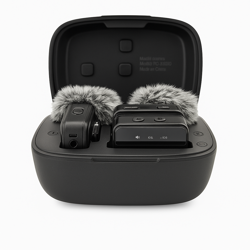 Microfone de Lapela Sem Fio com Abafadores.