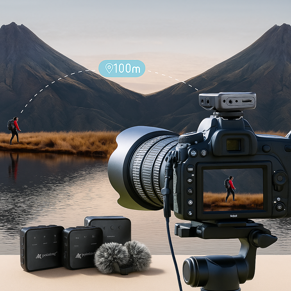 Microfone de Lapela Sem Fio com Abafadores.