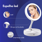 Espelho De Mesa Maquiagem C/ Luz Led Rotação 360° Camarim.