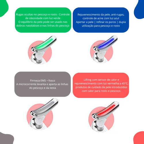 Massageador Facial Eletrico Pescoço Led Lift Fototerapia.