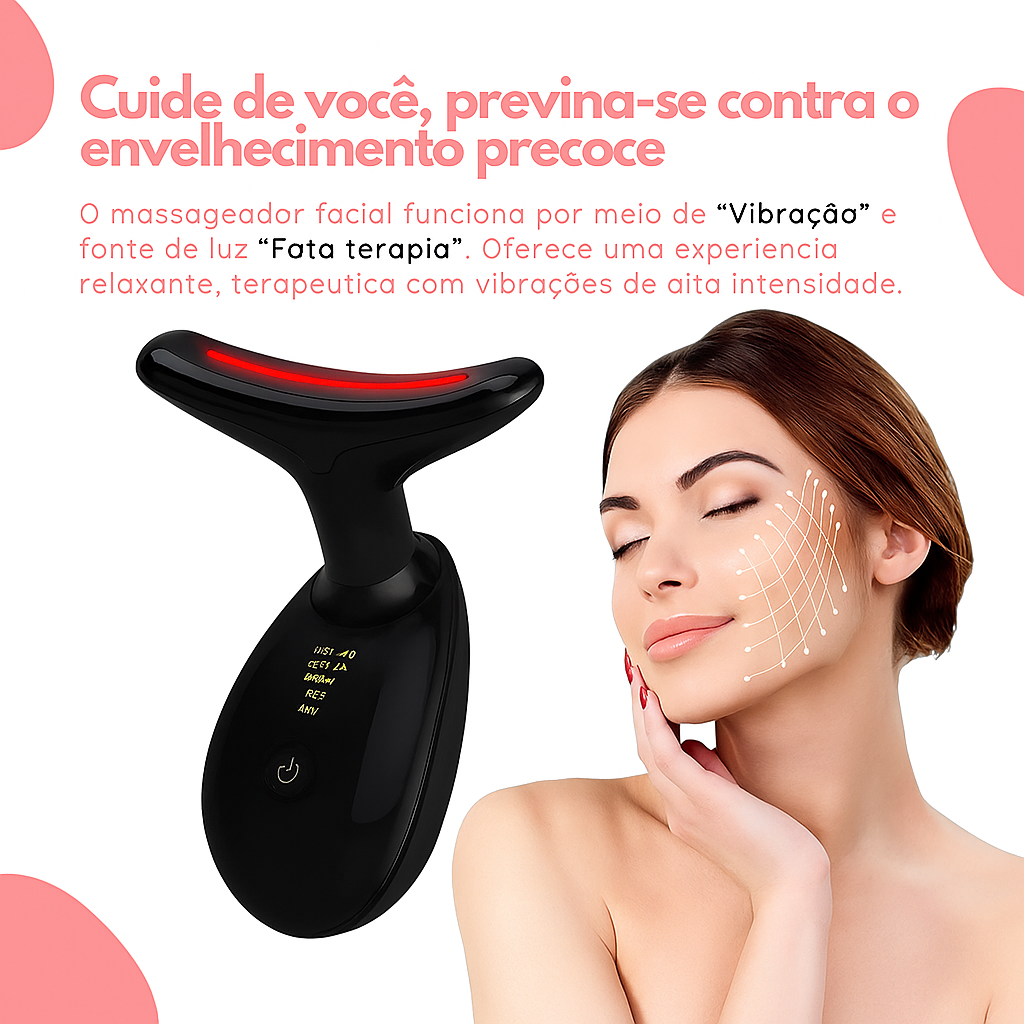 Massageador Facial Eletrico Pescoço Led Lift Fototerapia.