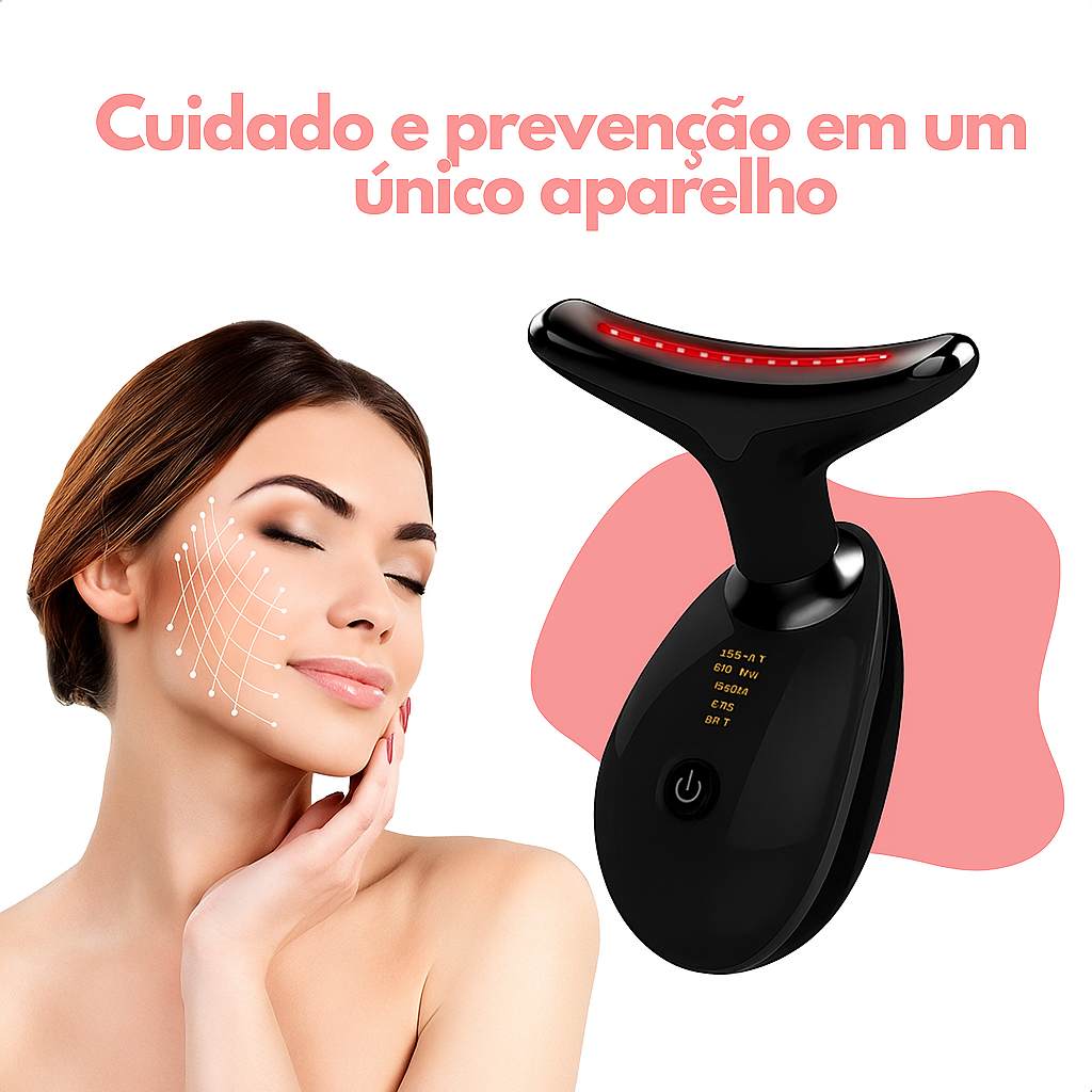 Massageador Facial Eletrico Pescoço Led Lift Fototerapia.
