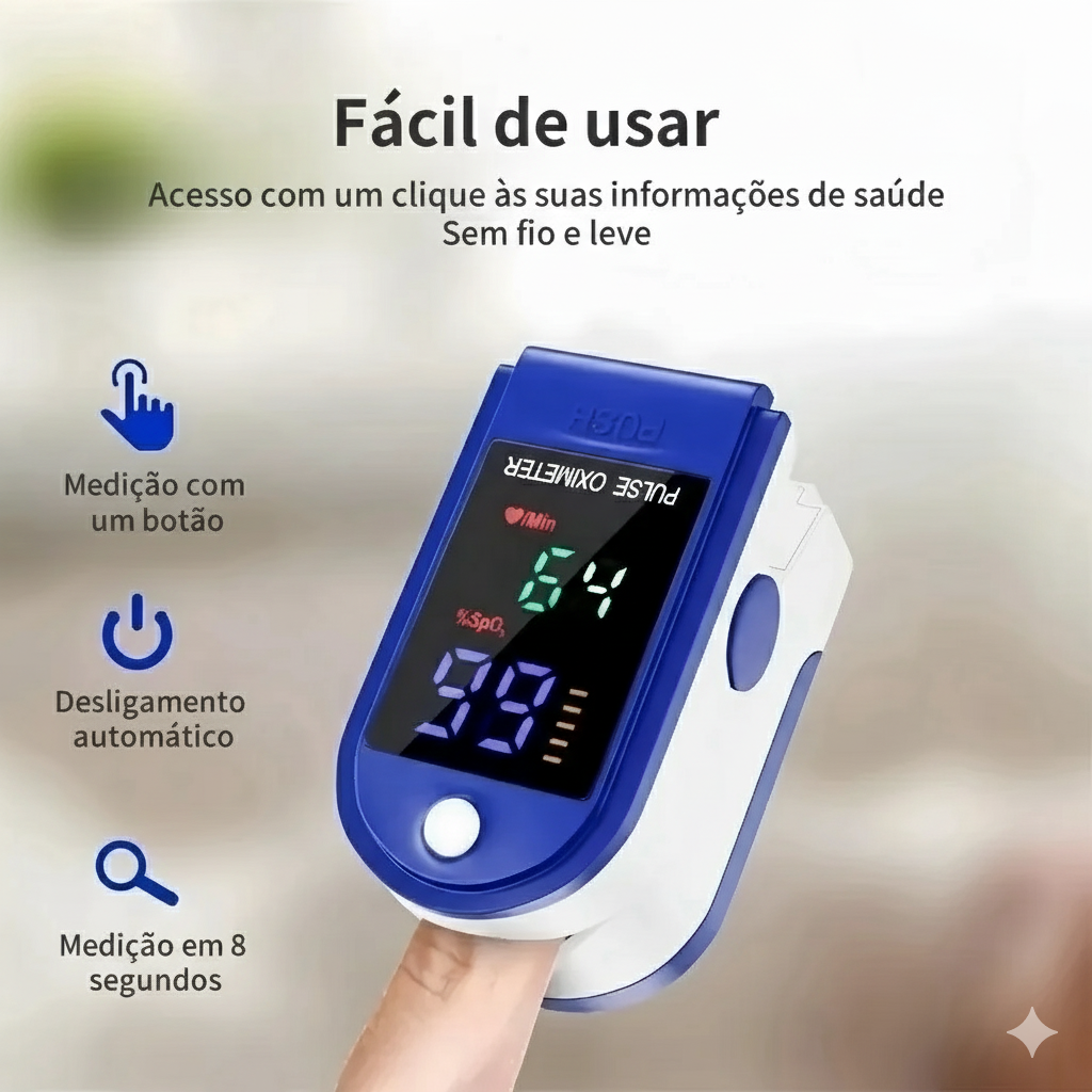Oxímetro Digital de Dedo Medidor De Saturação De Oxigênio