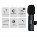 Microfone Lapela Wireless Sem Fio Para iPhone iPad Lightning
