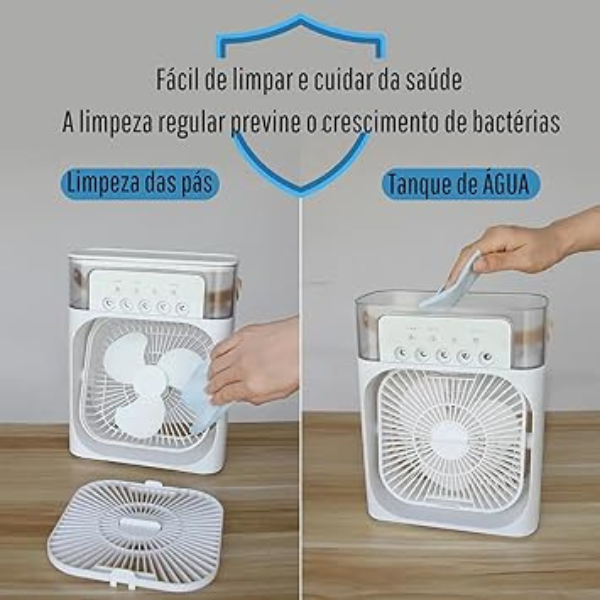 Ventilador Portátil de Mesa Mini Ar Condicionado Umidificado
