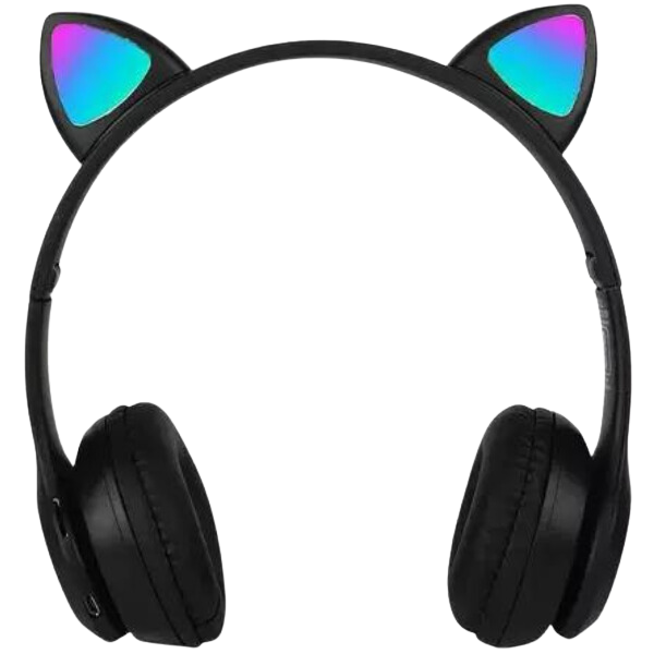 Fone Bluetooth Orelha De Gato Led Colorido (PRETO)