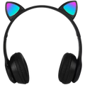 Fone Bluetooth Orelha De Gato Led Colorido (PRETO)