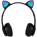 Fone Bluetooth Orelha De Gato Led Colorido (PRETO)