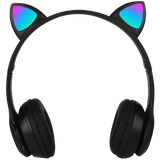 Fone Bluetooth Orelha De Gato Led Colorido (PRETO)