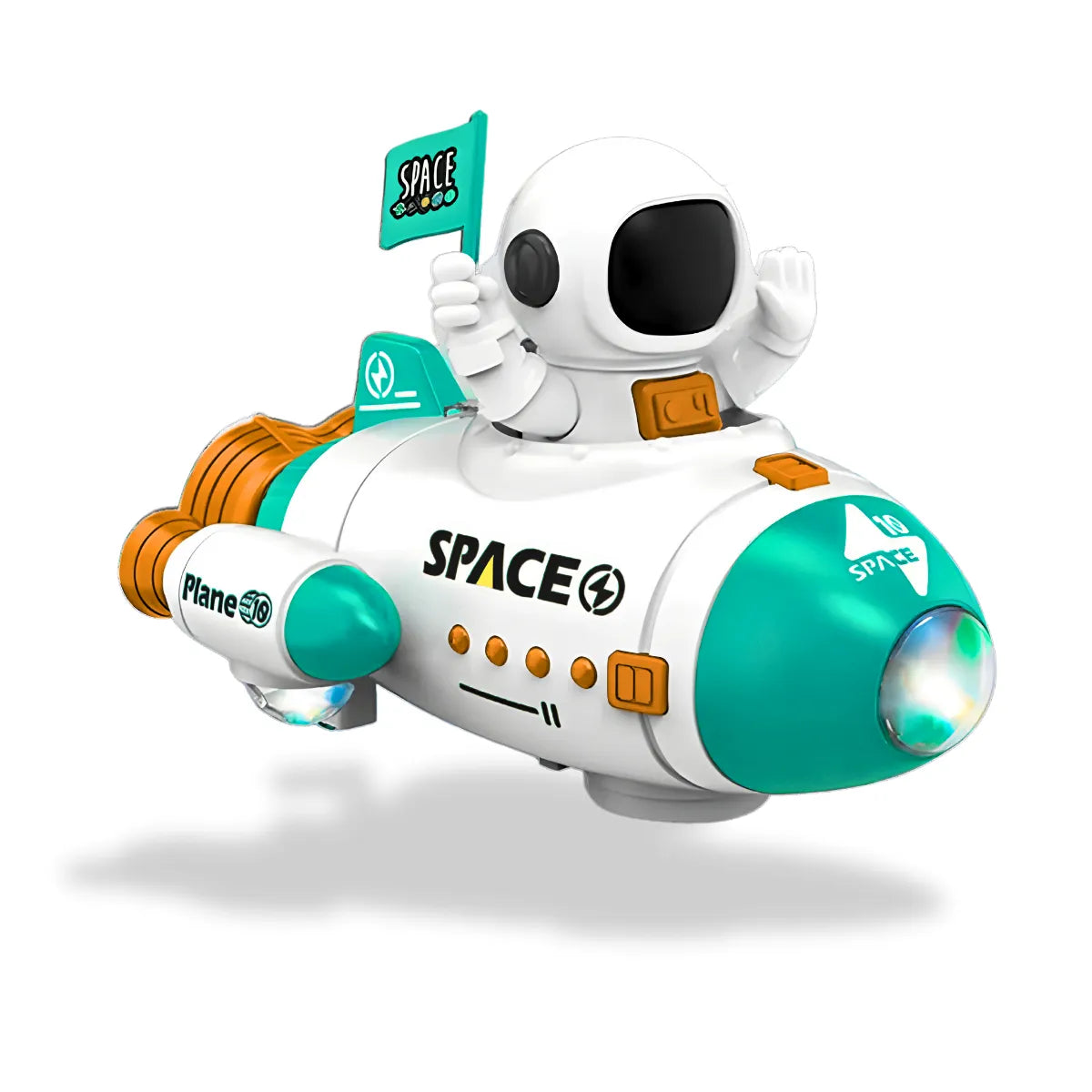 Foguete Astronauta; Giratório 360° Luz Led Música