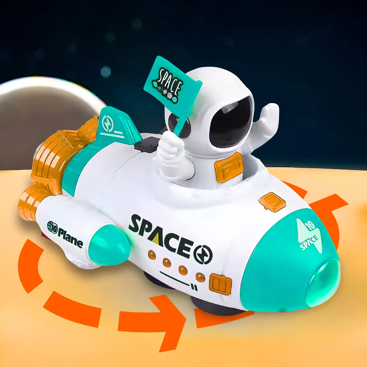 Foguete Astronauta; Giratório 360° Luz Led Música