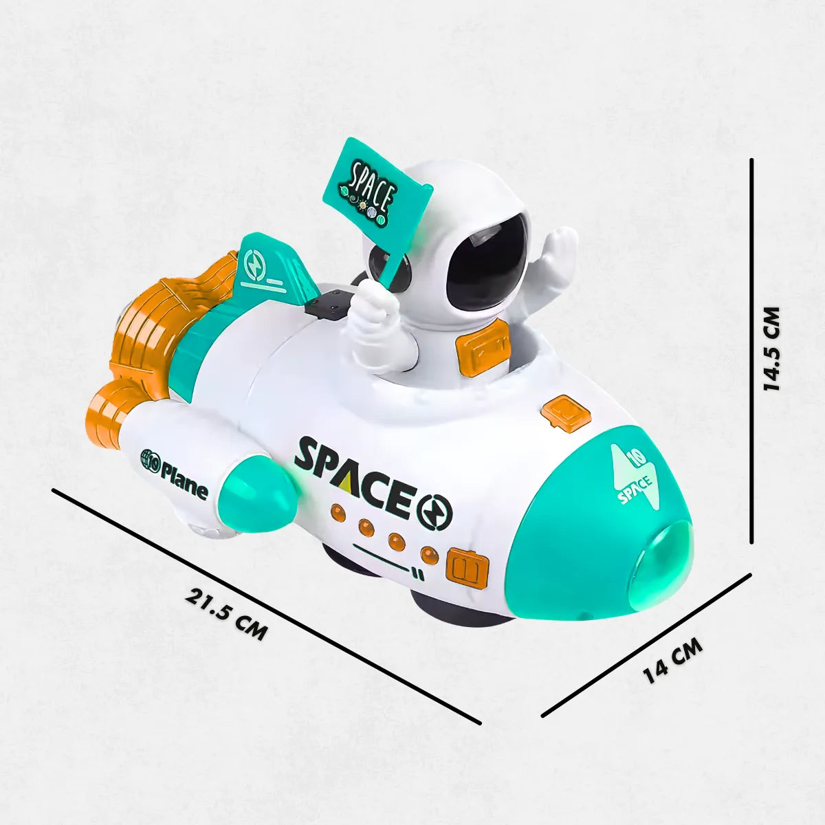 Foguete Astronauta; Giratório 360° Luz Led Música