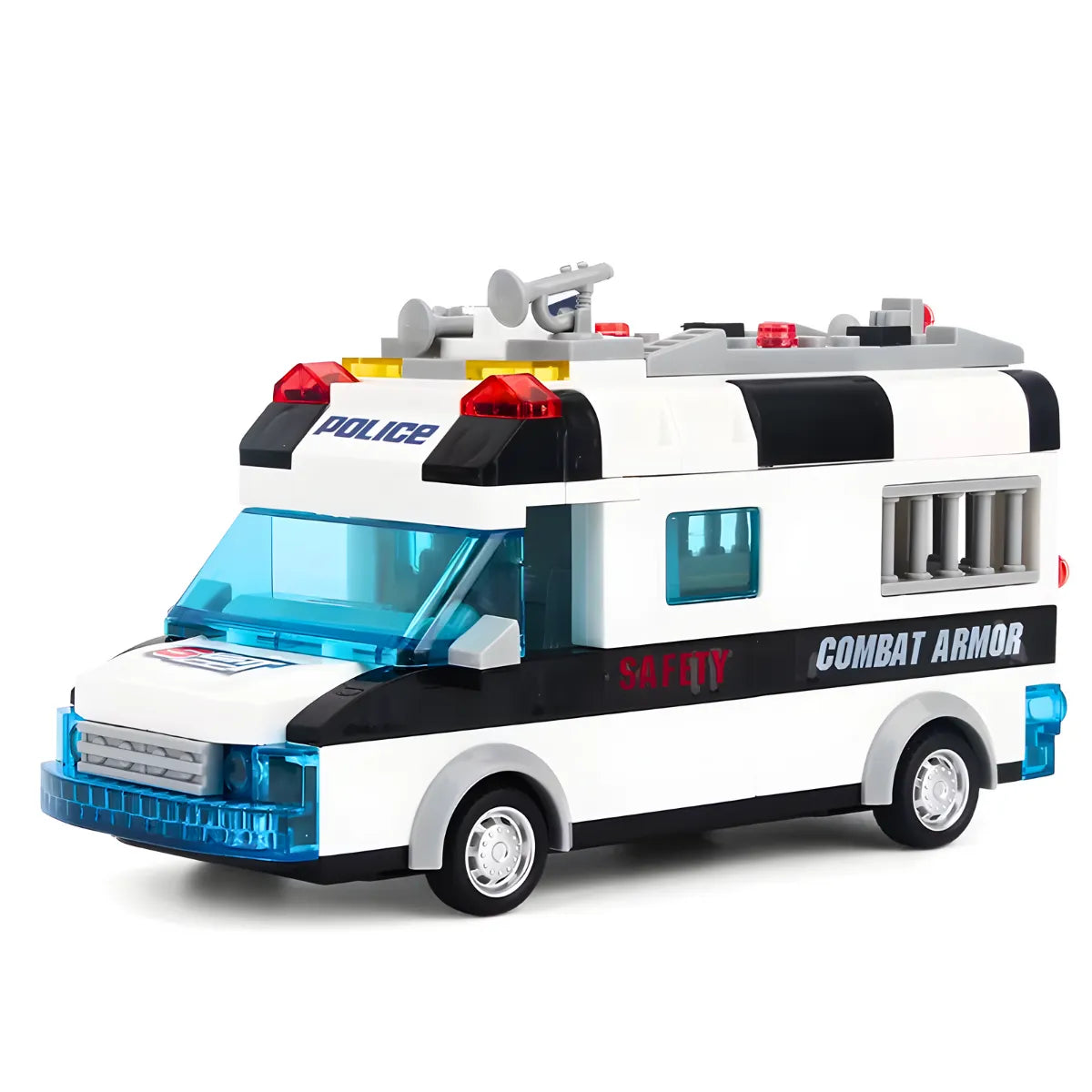 Carro Policia 77 Peças Lego Brinquedo com Luz Som.