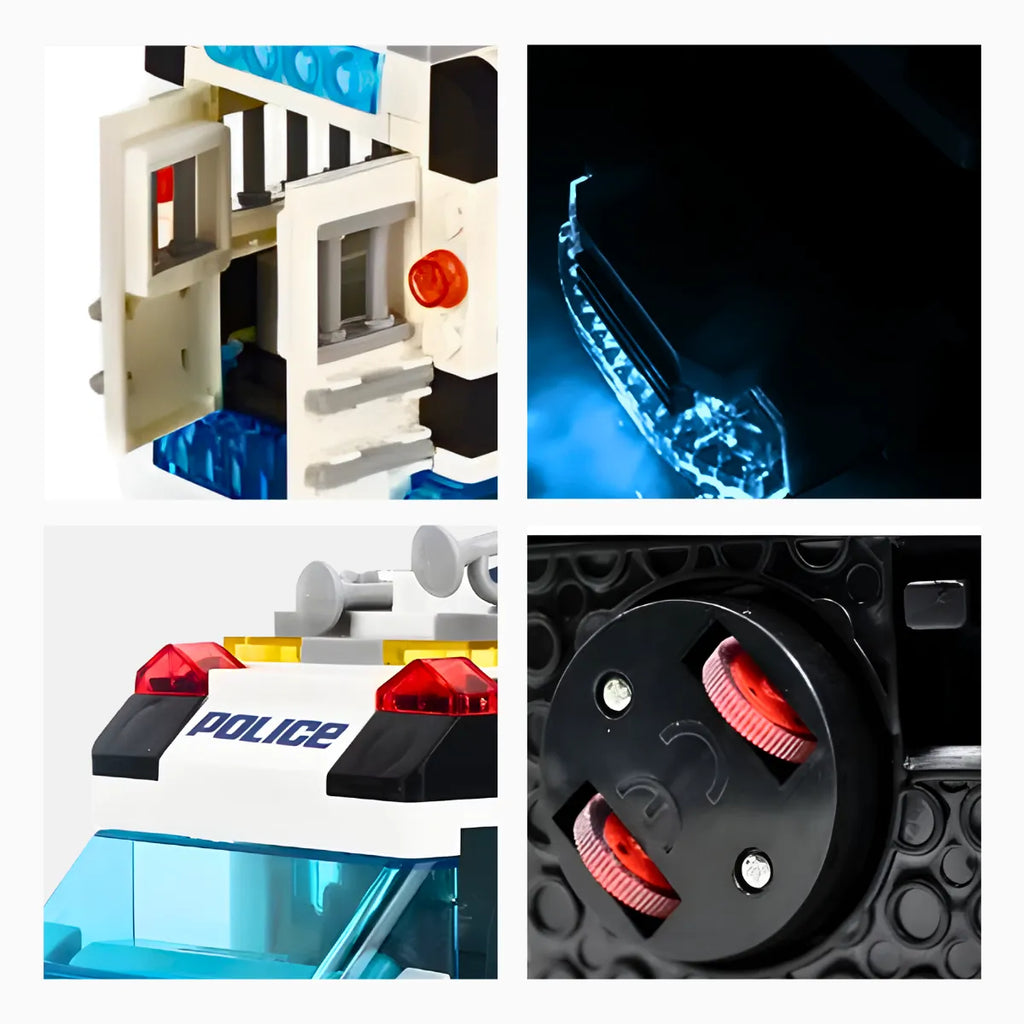Carro Policia 77 Peças Lego Brinquedo com Luz Som.
