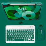 Teclado Sem Fio Bluetooth Recarregável Com Mouse - VERDE ESC