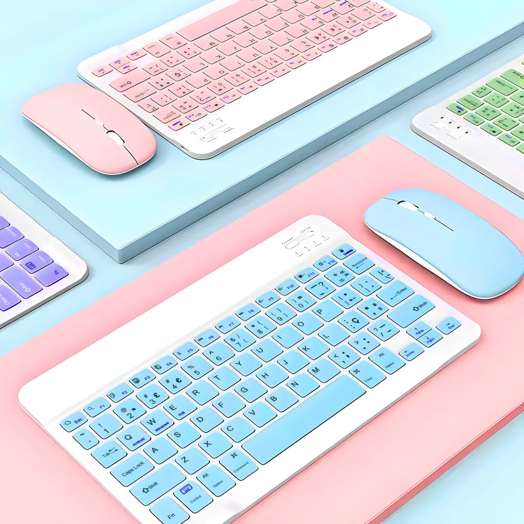 Teclado Sem Fio Bluetooth Recarregável Com Mouse - VERDE ESC