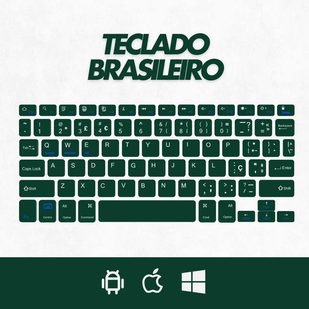 Teclado Sem Fio Bluetooth Recarregável Com Mouse - VERDE ESC