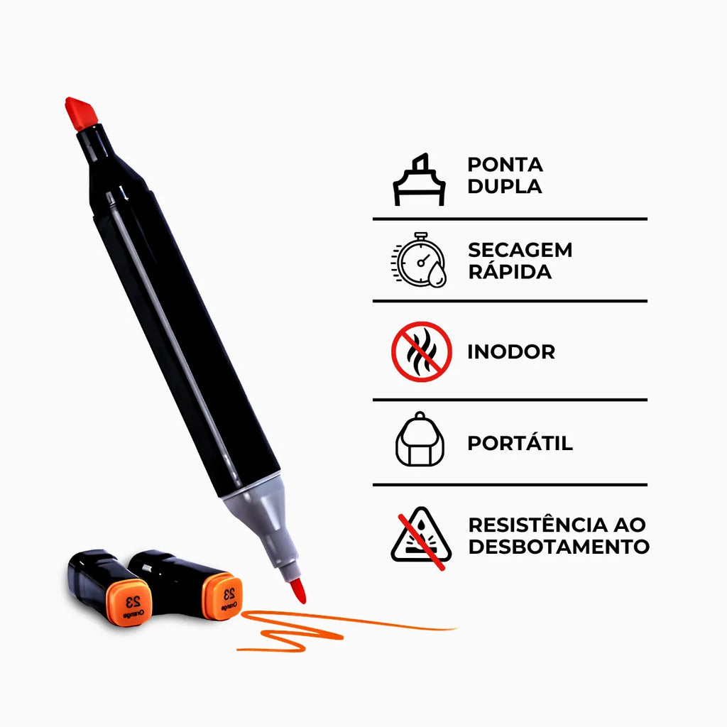 Kit 36 Canetas Marcadoras Ponta Dupla – Arte, Cor e Criatiiv