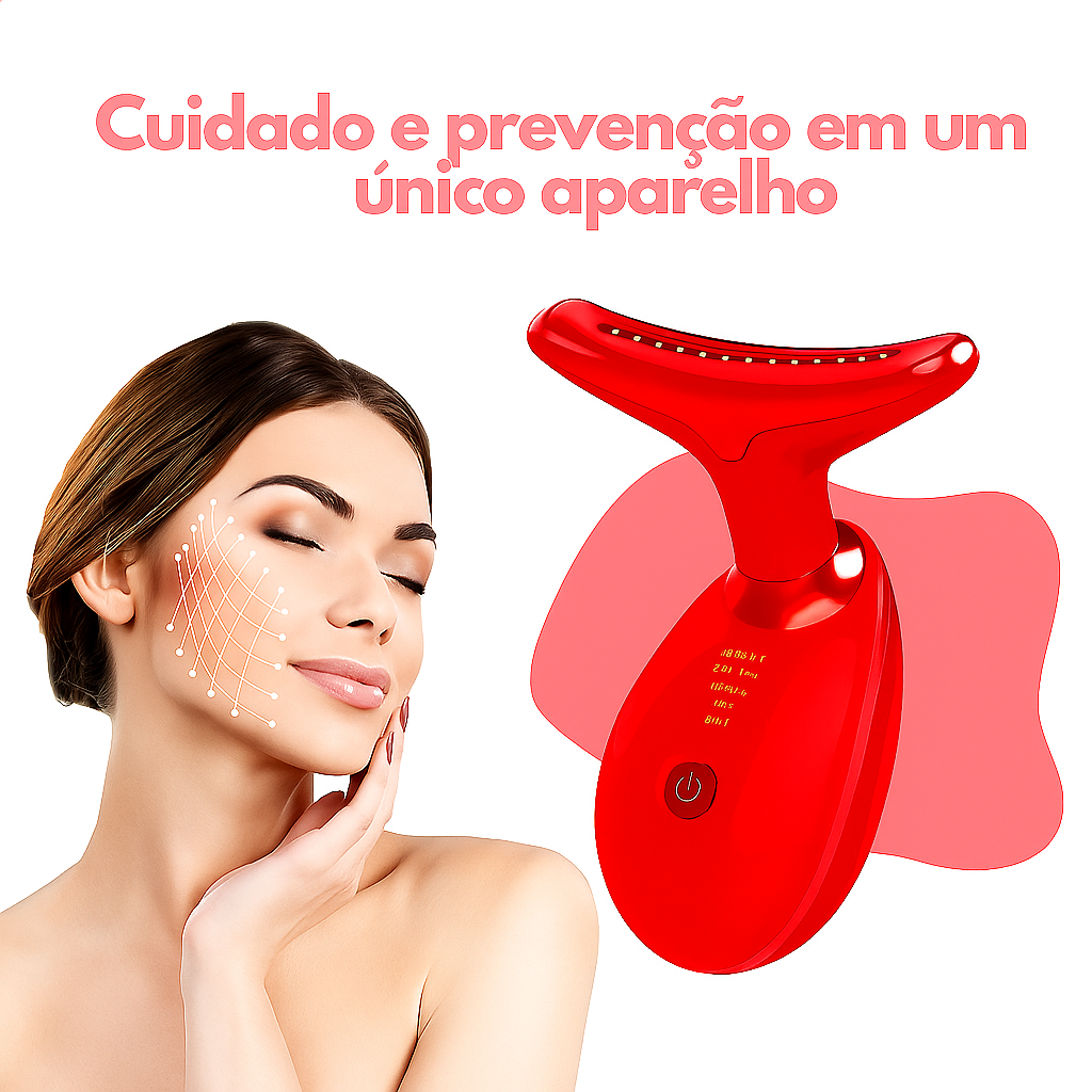 Massageador Facial Eletrico Pescoço Led Lift Fototerapia.