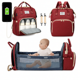 Mochila Maternidade Vira Berço Bebê Usb Impermeável Trocador