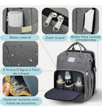 Mochila Maternidade Vira Berço Bebê Usb Impermeável Trocador