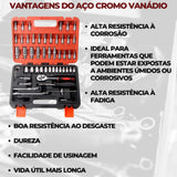 Kit Jogo Catraca Reversível Soquetes 53 Peças.