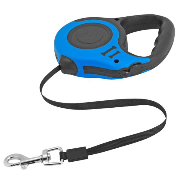 Coleira retrátil para cachorro.