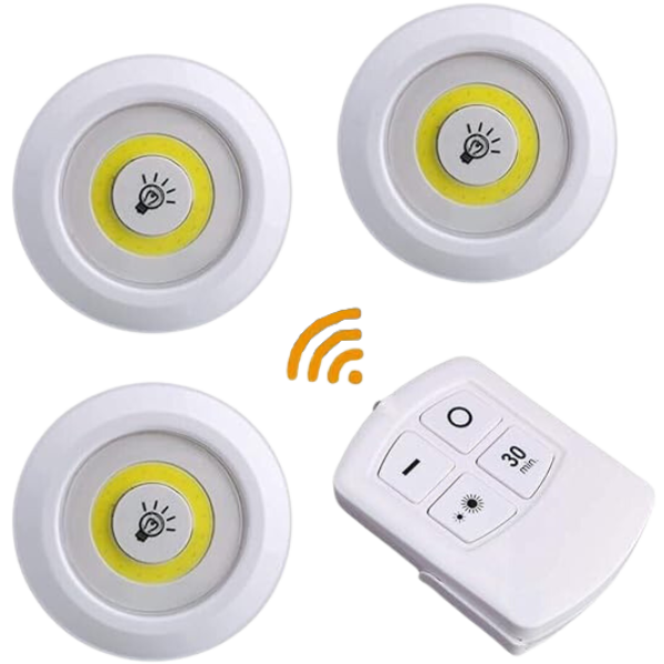 kit 3 lampadas luminaria led controle Sem Fio