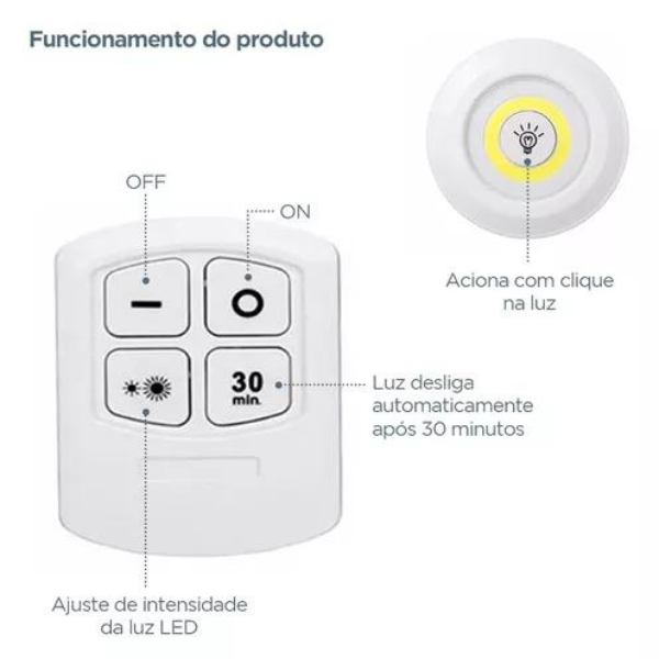 kit 3 lampadas luminaria led controle Sem Fio