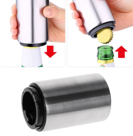 Abridor De Garrafas Magnético Automático Em Aço Inox