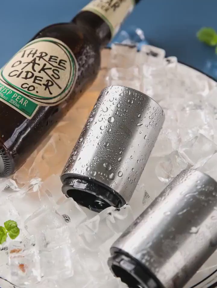 Abridor De Garrafas Magnético Automático Em Aço Inox